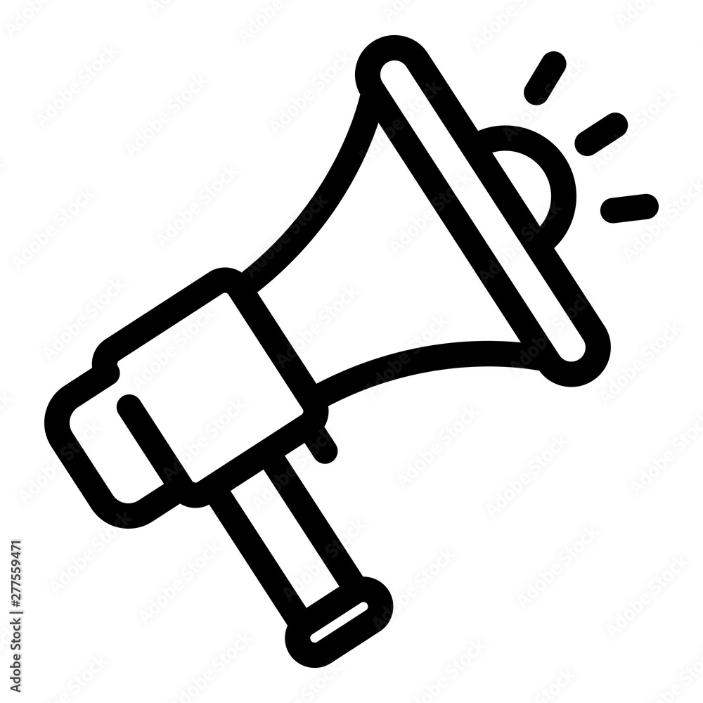 Megaphone icon. Outline megaphone vector icon for web design isolated on white background