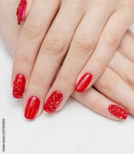 nails red, manicure woman beautyful hand girl