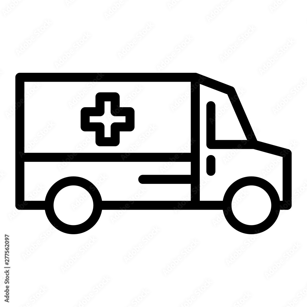 Ambulance car team icon. Outline ambulance car team vector icon for web design isolated on white background Ambulance car team icon. Outline ambulance car team vector icon for web design isolated on white background