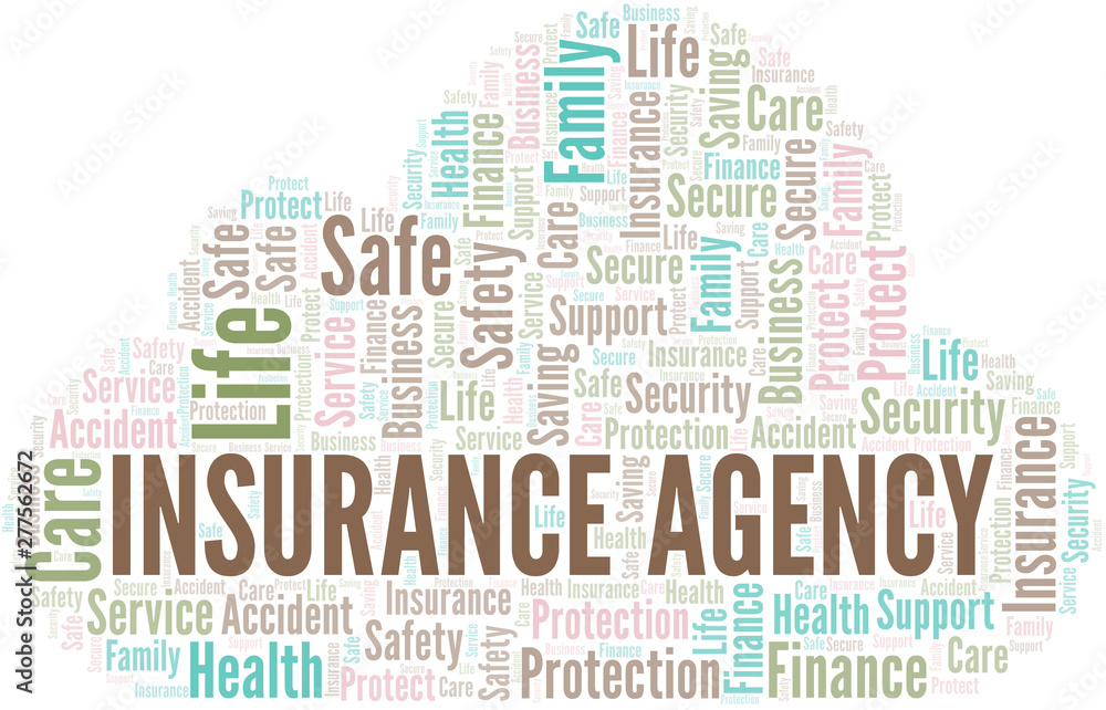 Insurance Agency word cloud vector made with text only.