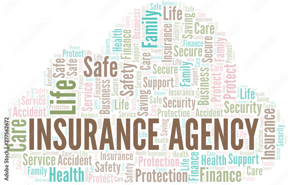 Insurance Agency word cloud vector made with text only. Insurance Agency word cloud vector made with text only.