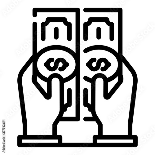 Crowdfunding money icon. Outline crowdfunding money vector icon for web design isolated on white background