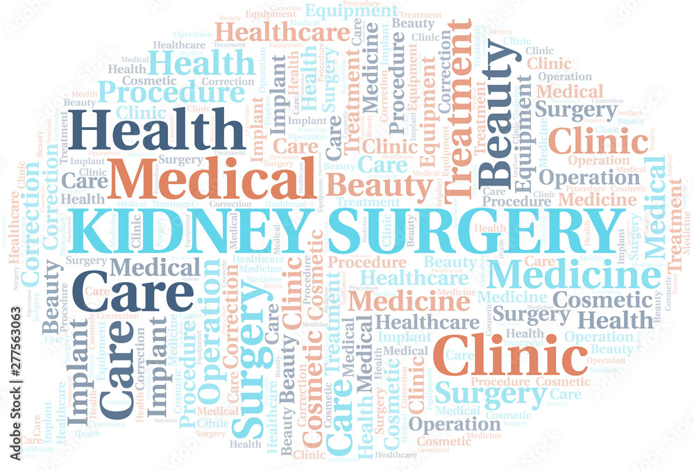 Kidney Surgery word cloud vector made with text only.