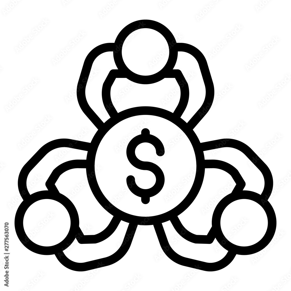 Group crowdfunding icon. Outline group crowdfunding vector icon for web design isolated on white background Group crowdfunding icon. Outline group crowdfunding vector icon for web design isolated on white background