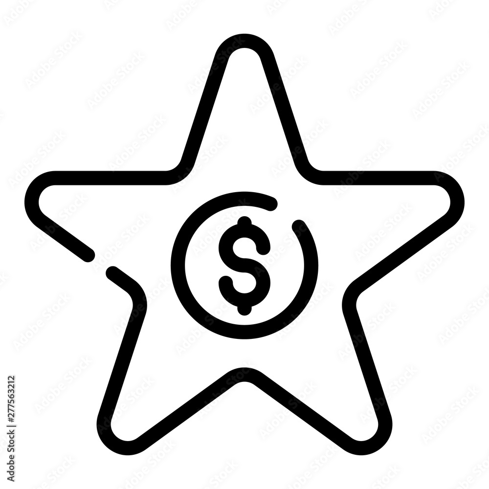 Star money funding icon. Outline star money funding vector icon for web design isolated on white background Star money funding icon. Outline star money funding vector icon for web design isolated on white background