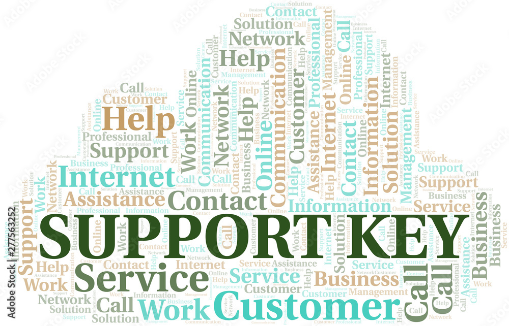 Obraz premium Support Key word cloud vector made with text only.