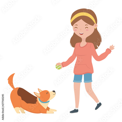Girl with dog cartoon design