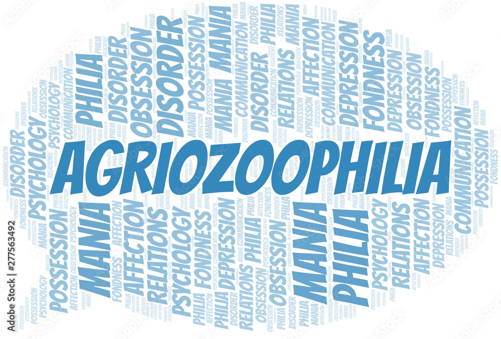 Fototapeta premium Agriozoophilia word cloud. Type of Philia.