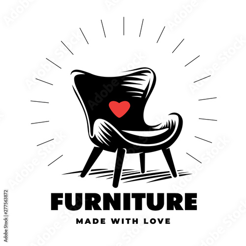Armchair in a engraving style. Furniture logo