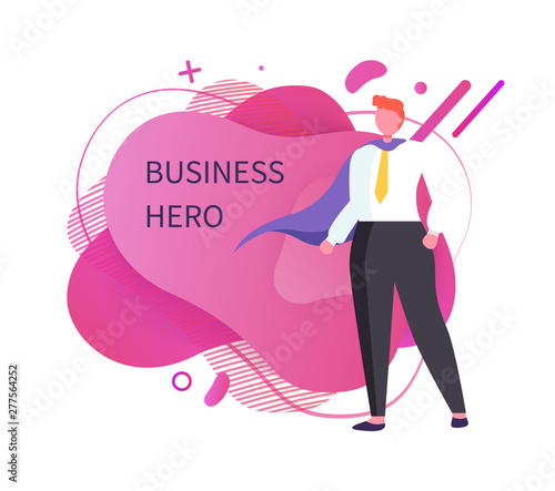 Male with robe vector, superhero in business field isolated man. Businessman on abstract background, worker standing in solemn posture, person wearing tie
