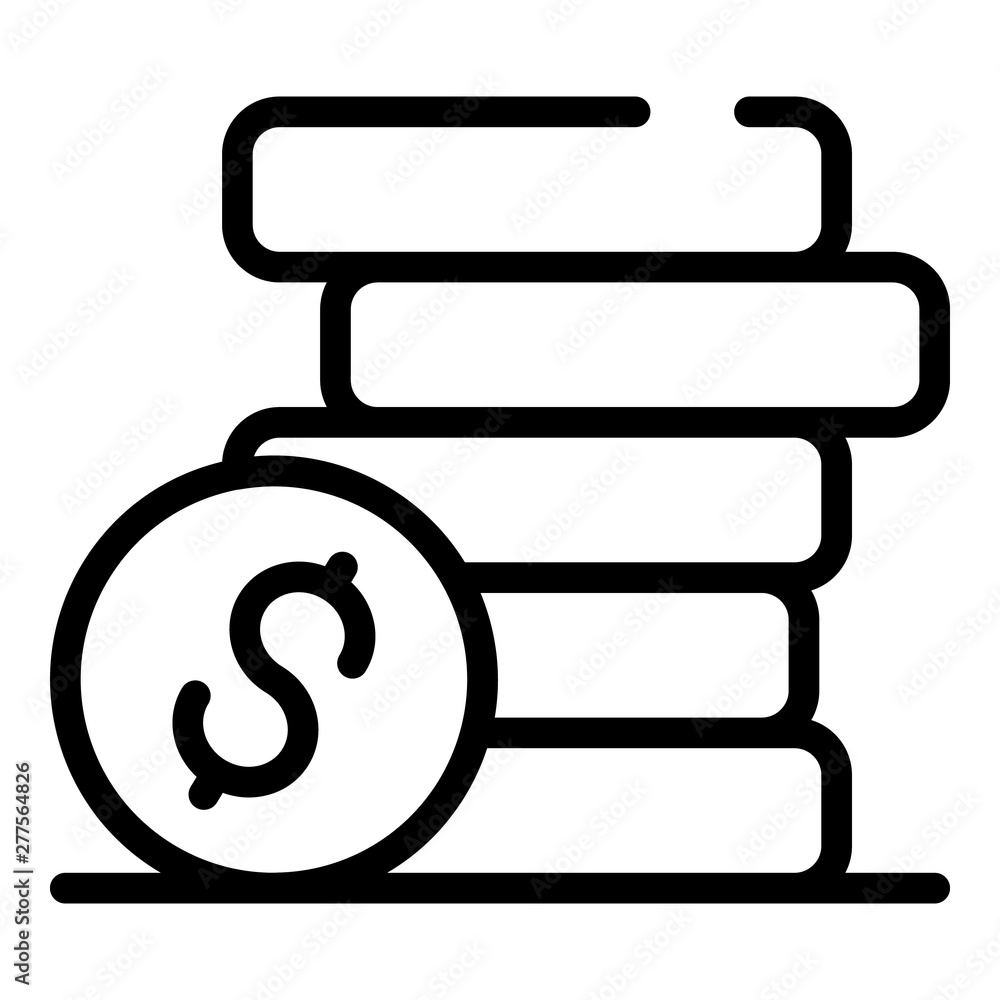 Dollar coin stack icon. Outline dollar coin stack vector icon for web design isolated on white background Dollar coin stack icon. Outline dollar coin stack vector icon for web design isolated on white background