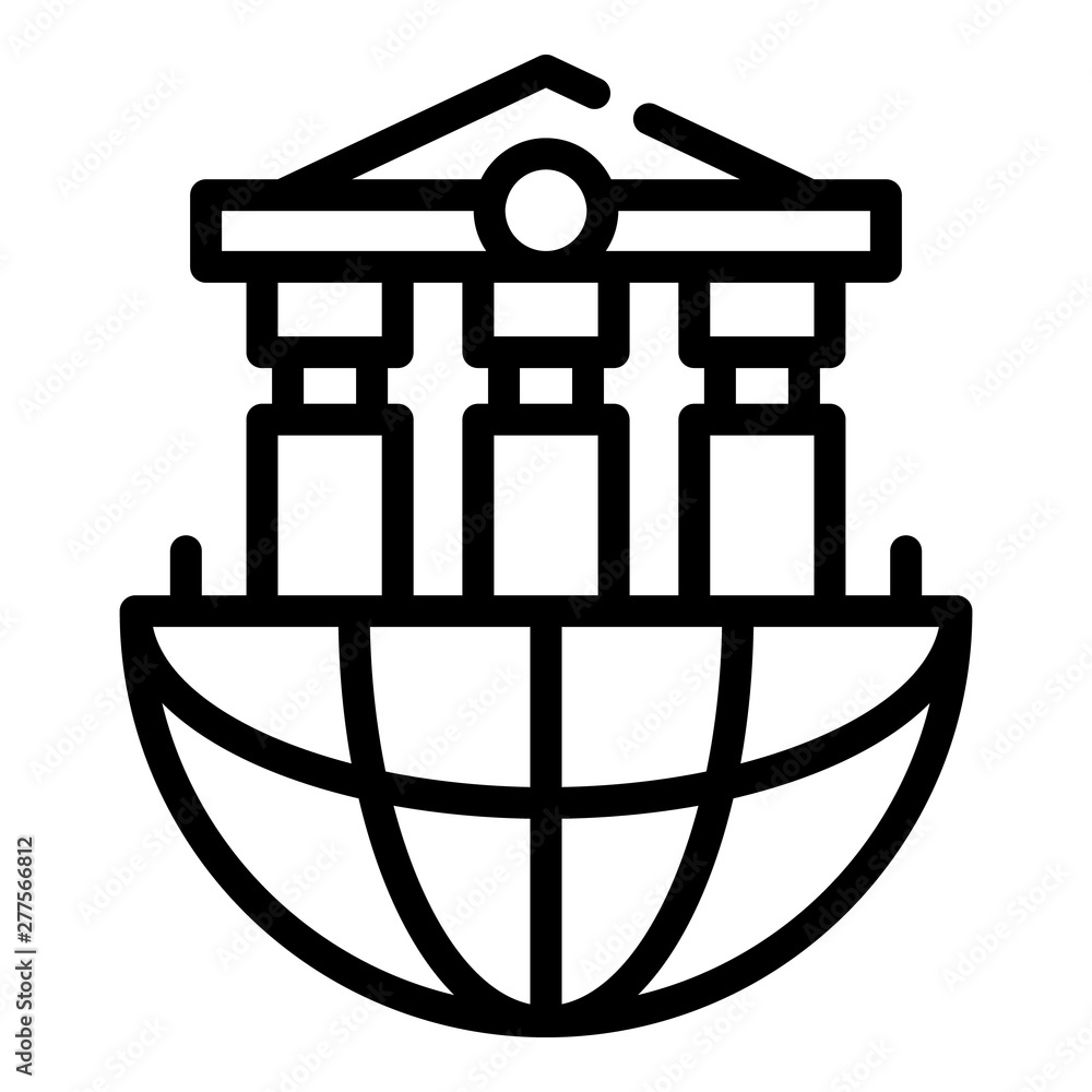 Global bank system icon. Outline global bank system vector icon for web design isolated on white background Global bank system icon. Outline global bank system vector icon for web design isolated on white background