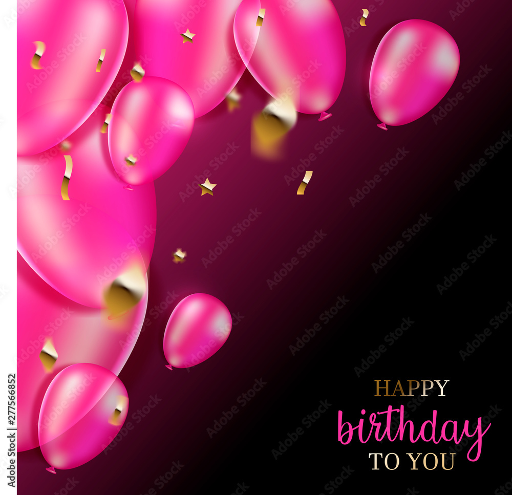 Happy Birthday background. Pink Balloons. Stock Vector | Adobe Stock