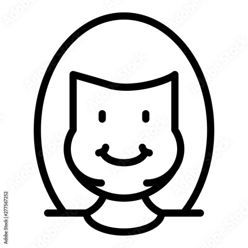 Cute smile woman overweight icon. Outline cute smile woman overweight vector icon for web design isolated on white background