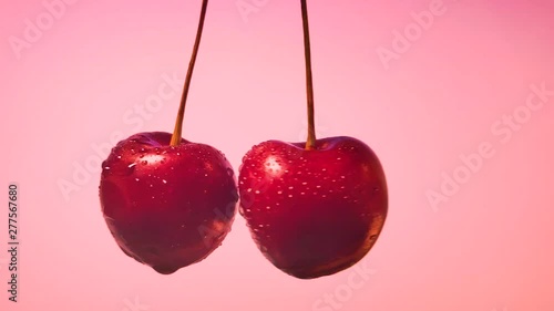 Wallpaper Mural Juicy dark cherries cut into each other, spraying juice to the sides. food slow motion Torontodigital.ca