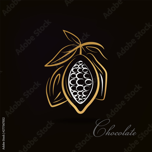 Chocolate logo/sign design. Cacao beans illustration. Vector image.