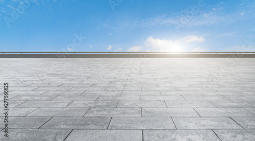 Empty Plaza Bricks and Sky Cloud Landscape