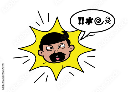 Shouting Face - Indian Cartoon Man Father Vector Illustration