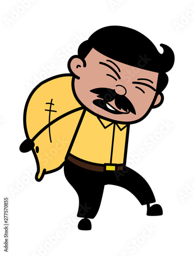 Carrying Heavy Load - Indian Cartoon Man Father Vector Illustration