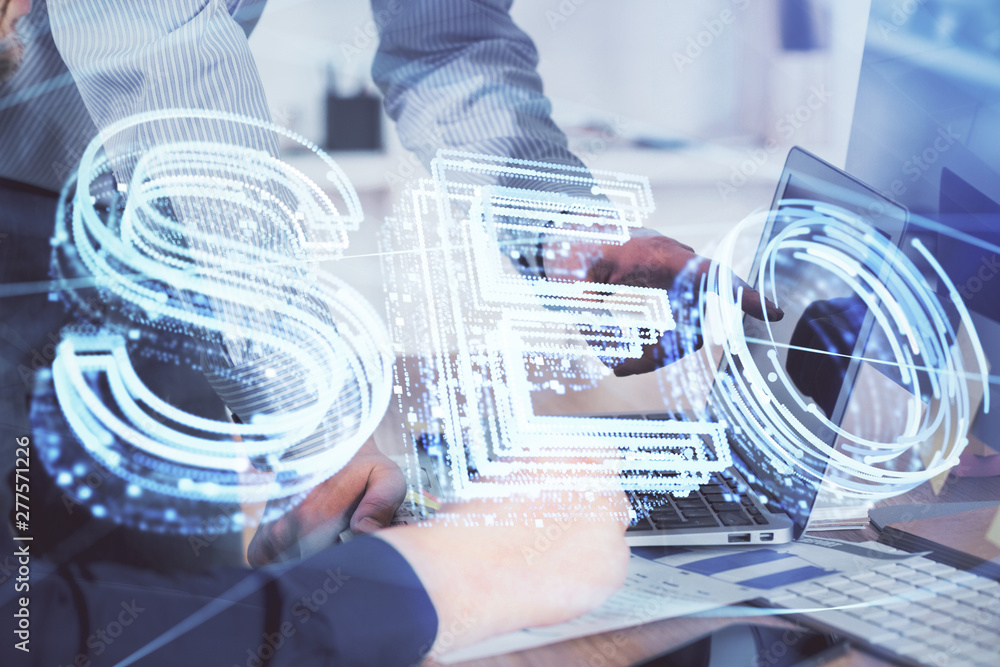 Multi exposure of seo icon with man working on computer on background. Concept of search engine optimization. Multi exposure of seo icon with man working on computer on background. Concept of search engine optimization.