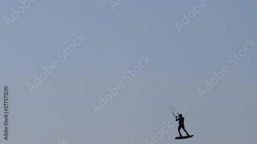 Kiteboarder jumping