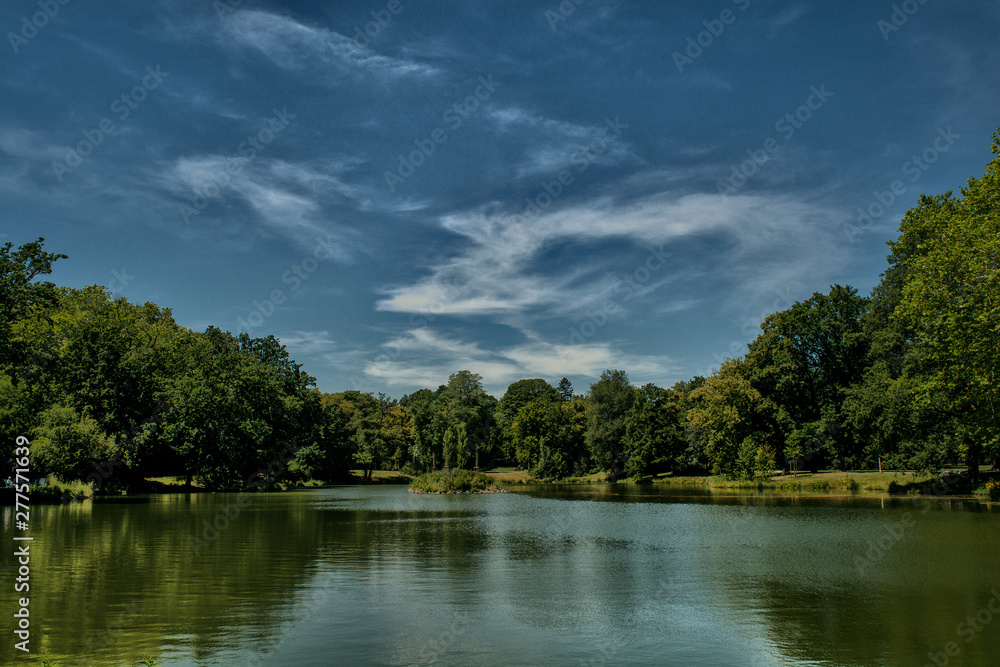 Park, trees, beauty, shadows, the sun, grass, water, natural