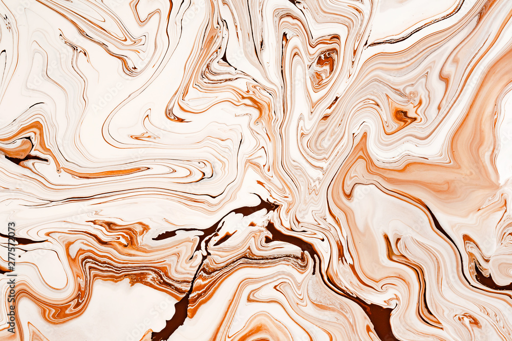 Obraz premium Caramel, cream dynamic and fluid raster texture. Abstract acrylic paints mixture color background.
