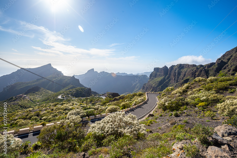 Naklejka premium Masca high mountain road, curves and curves