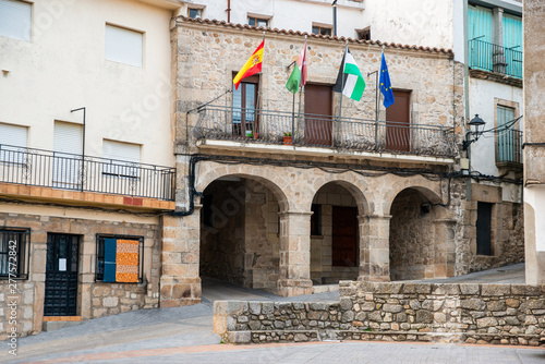 Spanish square in Villamiel, Caceres, Extremadura, Spain photo