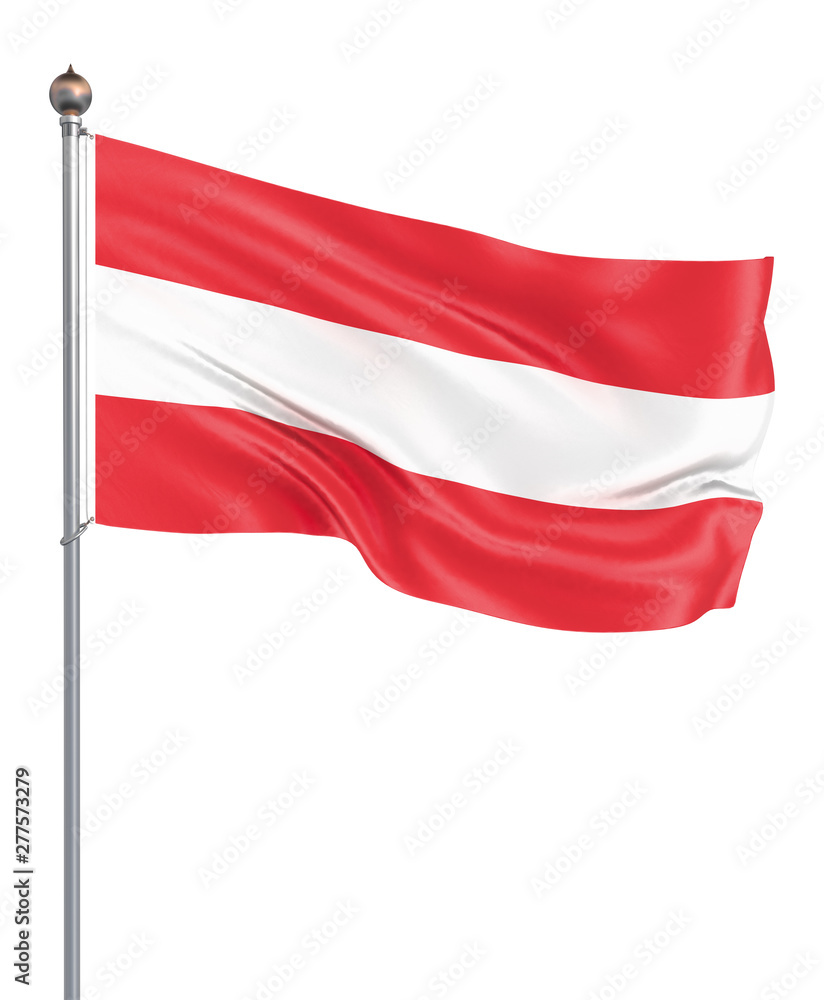 Austria flag blowing in the wind. Isolated on white. Background texture. Vienna, Austria. 3d rendering, wave. - Illustration Austria flag blowing in the wind. Isolated on white. Background texture. Vienna, Austria. 3d rendering, wave. - Illustration