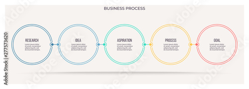 Business process. Infographic with 5 steps, options, circles. Vector template.