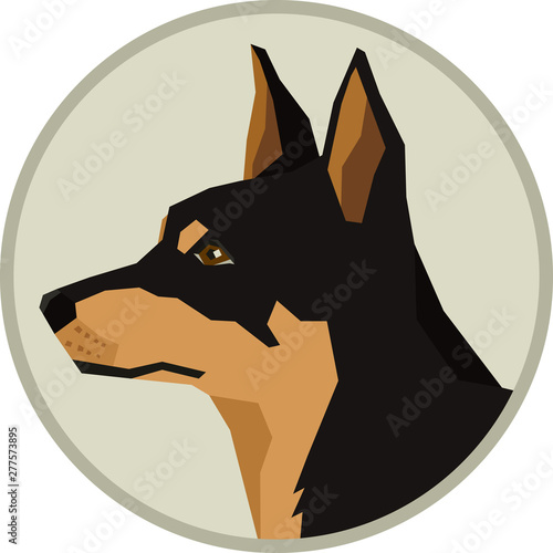 Vector illustration Dog collection Black and Tan Australian Kelpie  Geometric style Round frame