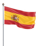 Spain flag blowing in the wind. Background texture. 3d rendering; wave. Isolated on white. Illustration.