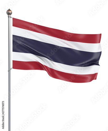 Thailand flag blowing in the wind. Background texture. 3d rendering, wave. - Illustration. Isolated on white.