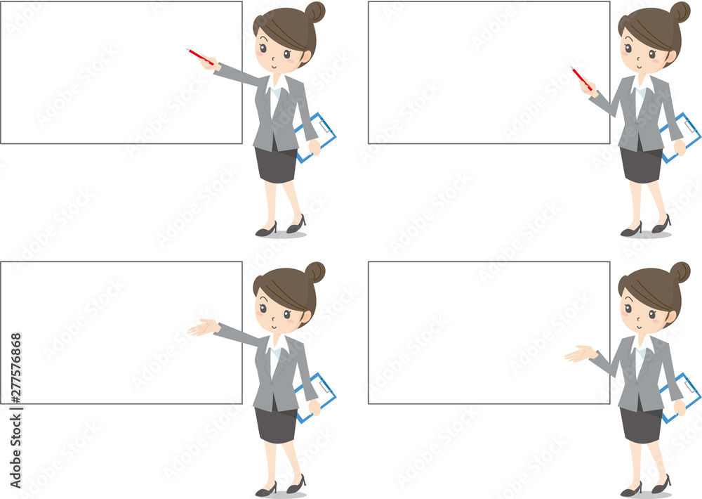 ホワイトボードで説明をする女性 ホワイトボードで説明をする女性