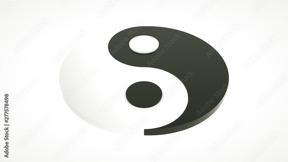 3d yin and yang symbol on the white surface 3d yin and yang symbol on the white surface