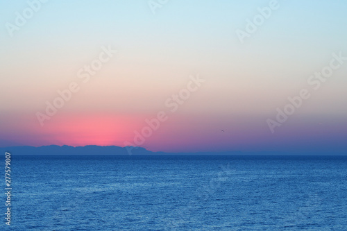 Dawn over the sea. The sun rises over the Mediterranean