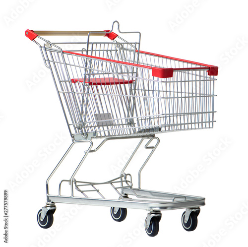 shopping cart trolley for supermarket isolated on white background