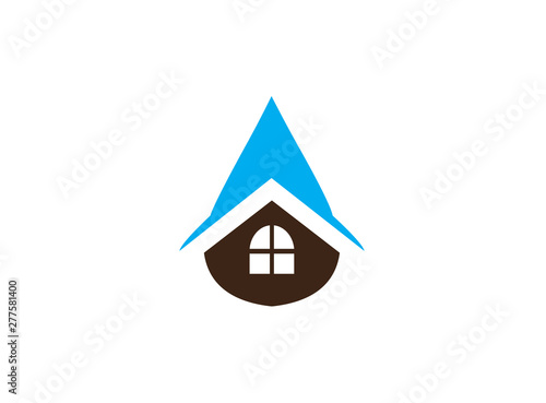House repair  icon inside a drop of water for the home repair sanitary, logo design