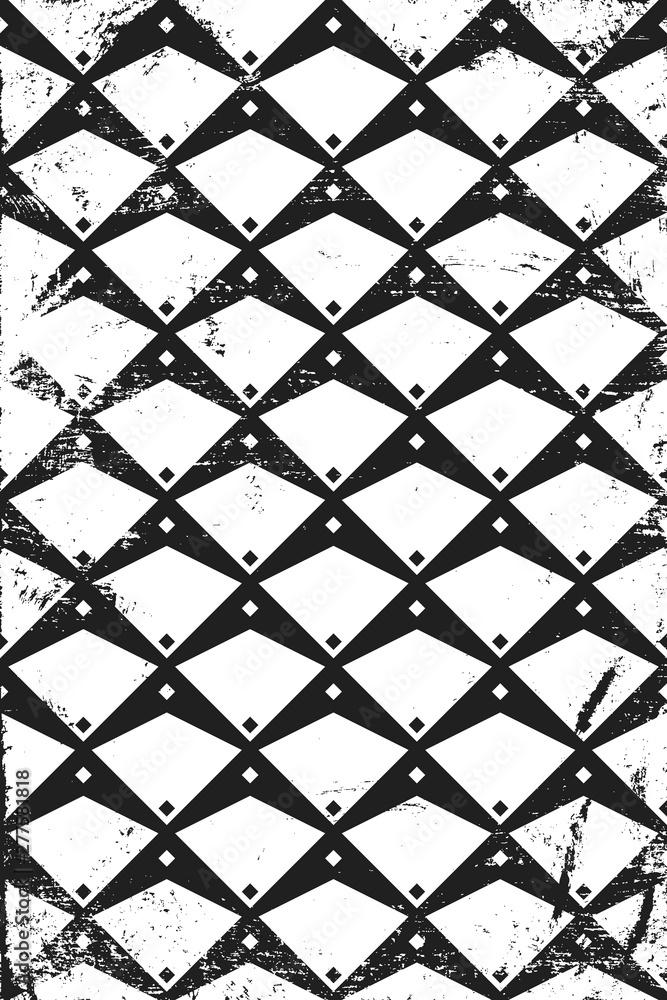 Fototapeta premium Grunge abstract geometric pattern. Vertical black and white backdrop.
