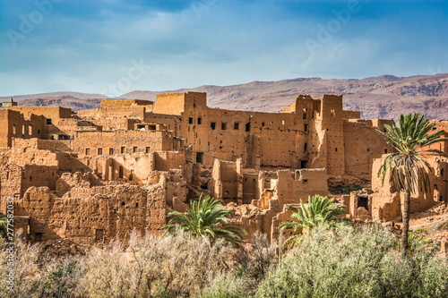 Panoramic view on Tinghir - Tinerhir city in Morocco. Tinghir is an oasis on the Todra River
