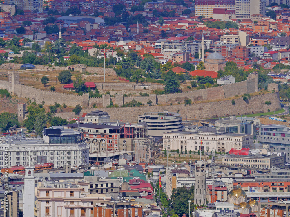Skopje panorama buildings top view