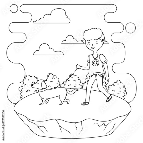 Boy with dog cartoon design