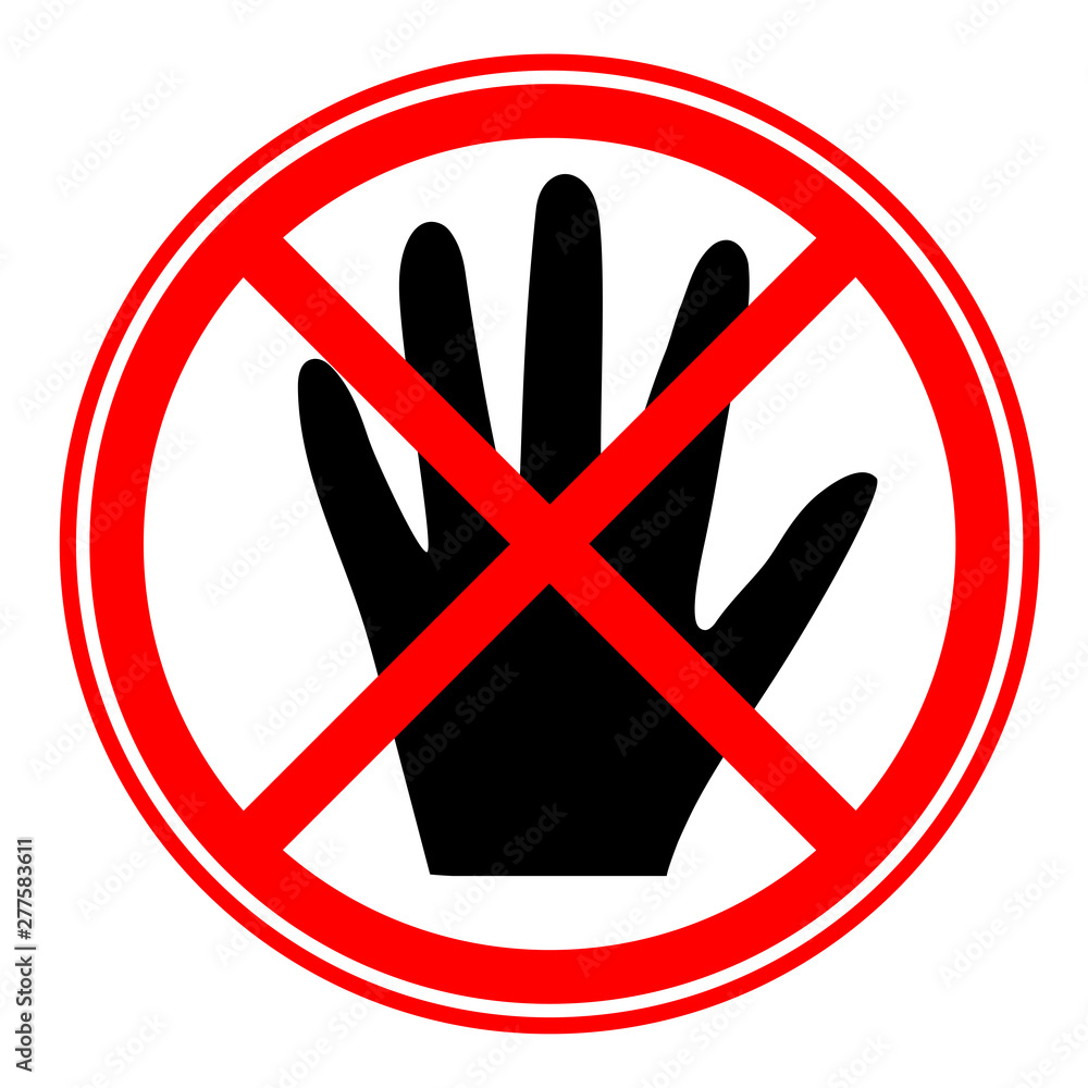 Obraz premium Prohibition sign with crossed out arm, prohibition concept