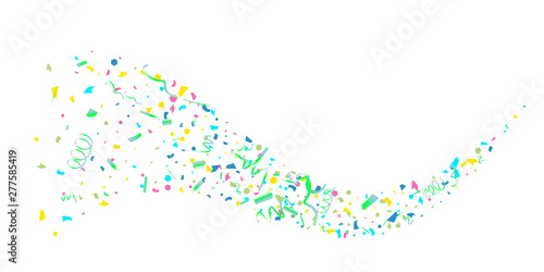 Colorful confetti on white background.