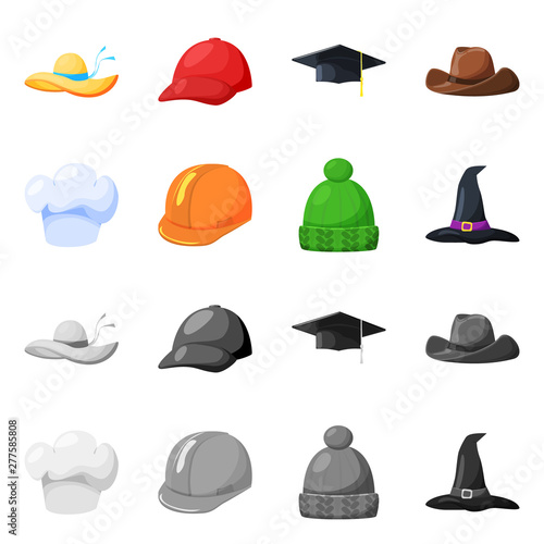 Isolated object of clothing and cap logo. Set of clothing and beret stock symbol for web.