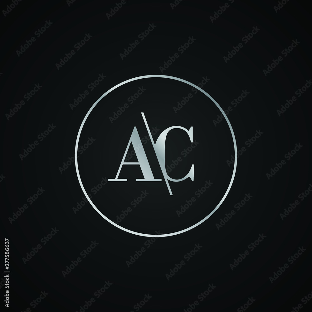 AC initial letter elegant Logo template vector creative business black and silver color based AC initial letter elegant Logo template vector creative business black and silver color based