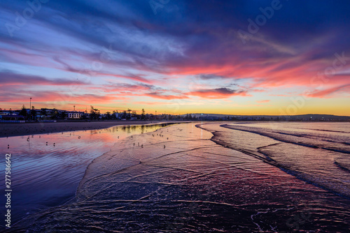 Wonderful sunrise. Beautiful sunrise on the Atlantic beach in Essaouira town  Morocco