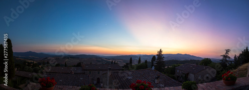 Tuscany landscape at sunset  Montegemoli  Italy