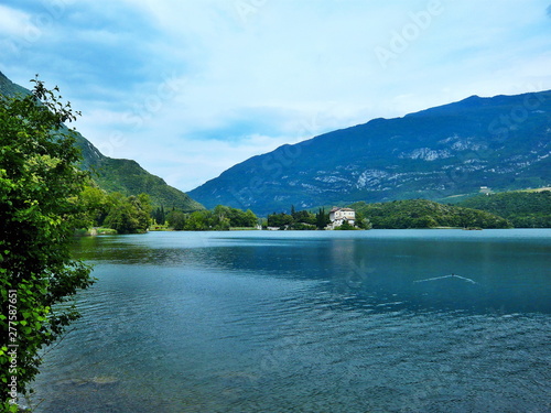 Italy-view of the castle and lake Toblino